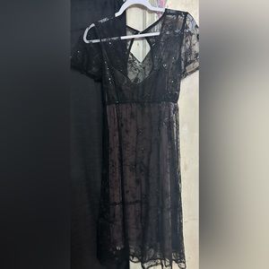 Disturbia Lune Sequined Tiered Velvet Slip Midi Dress